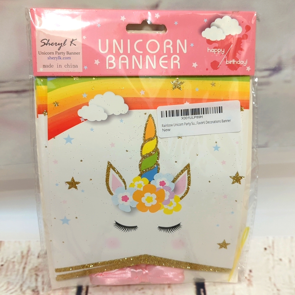 Sheryl K Unicorn Party Banner NWT